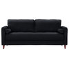 Mid Century Modern Linen Fabric Living Room Sofa, Black