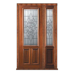 Prehung Entry Sidelite Door 96 Mahogany Brazos 2 Panel 2/3 Lite Glass - Front Doors