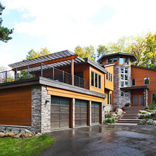 Detached garage with deck