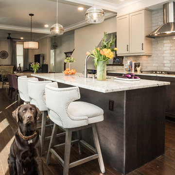 Elegant Transitional Two-Tone Kitchen Remodel | Light Cabinetry & Marble-Inspire