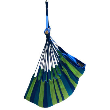 Brazilian Hammock Chair, Blue and Green Stripes