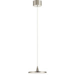 Elan - Jeno 9" LED Pendant in Brushed Nickel - Super slim in style, this Elan Jeno pendant has an acrylic diffuser and Brushed Nickel finish. The use of LED light allows for this low-profile look!  This light requires 1 ,  Watt Bulbs (Not Included) UL Certified.