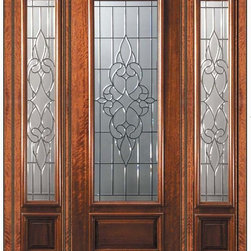Pre-hung Sidelights Door 96 Wood Mahogany Courtlandt 3/4 Lite Glass - Front Doors