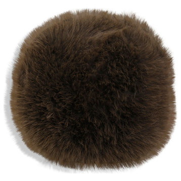Dann Foley Circle Throw Pillow Brown Faux Fox Hair With Feather Filling