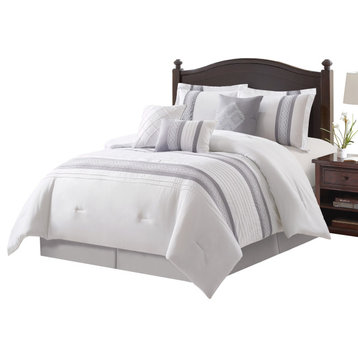 Durango 7 Piece Comforter Set, White/Grey, King