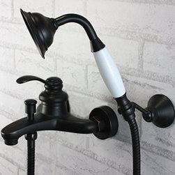 Wall Mounted Single Handle Control Bathtub Filler Shower Faucet with Porcelian H - Products