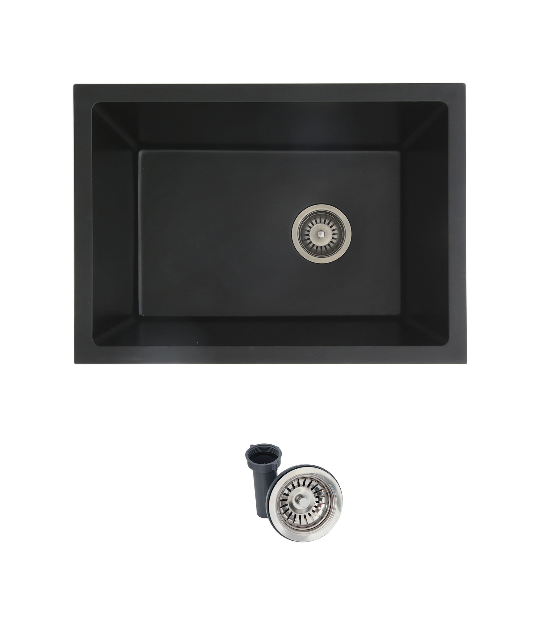 25 inch Dual Mount Single Bowl Black Granite Laundry Sink S-825N