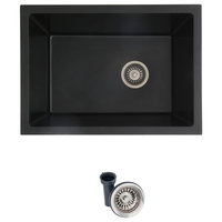 25 inch Dual Mount Single Bowl Black Granite Laundry Sink S-825N