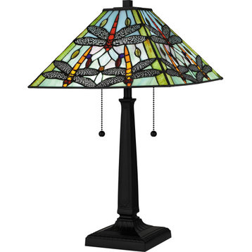 Quoizel TF16144MBK 2-Light Table Lamp, Tiffany