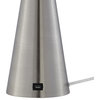 Inspired Home Emmalin Table Lamp, USB Charger, Stainless Steel