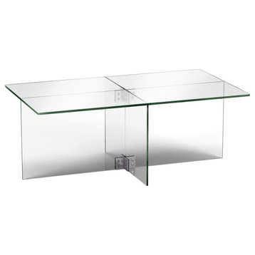 Gehry 24'' Wide Rectangular Coffee Table in Clear Glass