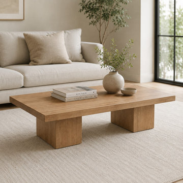 Wilder Rectangular Coffee Table | Solid Walnut or Oak Minimal Block Design