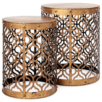 Rudebekia Gold Metal Accent Round Tables (Set of 2)