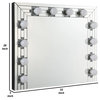 Benzara BM274650 Modern Glam Lighted Mirror, 12 Sockets, Faux Diamonds, Silver