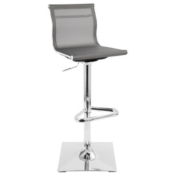 Lumisource Mirage Contemporary Adjustable Barstool With Swivel, Silver