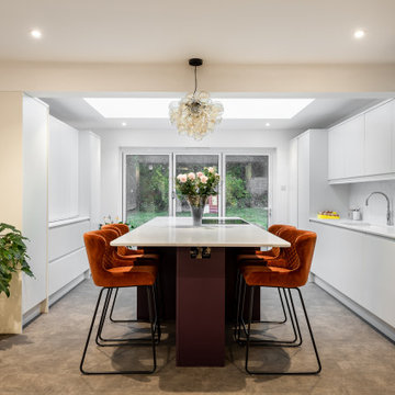 Porcelain Matt Kitchen with deep heather kitchen island