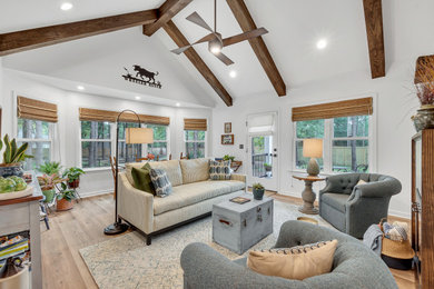 Large farmhouse vinyl floor sunroom photo in Atlanta