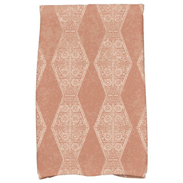 Pyramid Stripe Geometric Print Kitchen Towel, Orange