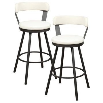 Lexicon Appert Metal Swivel Pub Height Chair in Mottled Silver/White (Set of 2)