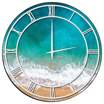 Wall Clock, Beach Waves, 24"x24", White, Full Coverage Art