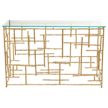 Contemporary Gold Aluminum Metal Console Table 562693