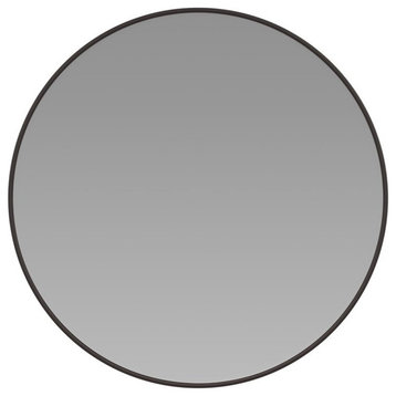 Flash Furniture 30" Round Aluminum and Glass Wall Mount Mirror in Black