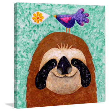 Marmont Hill, "Sloth Happy" by Janet Nelson Painting on Wrapped Canvas, 48x48