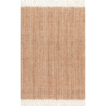 Nuloom Fringe Handwoven Jute Area Rug, Natural 8'x10'