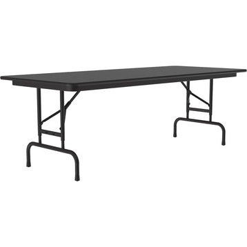 Correll 22-32"H Adjustable Height Melamine Top Folding Table in Black Granite