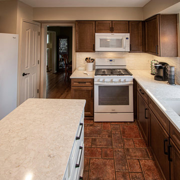 Two Tone Wood and White Kitchen