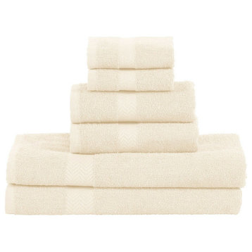 6 Piece Ultra Soft Washcloth Bath Towel Set, Ivory