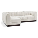 Meridian Furniture - Quinn Chenille Upholstered 4-Piece L-Shaped Modular Sectional, Cream - The Quinn Modular Sectional is a stunning piece crafted in a rich and luxurious cream chenille fabric. Its awe-inspiring design and exceptional quality make it a perfect addition to any space, whether it's a living room, bedroom, or office. The sectional's plush cushioning and sturdy frame provide both comfort and durability, ensuring that it will be a favorite for years to come. Whether you're looking for a statement piece or simply a comfortable seating option, the Quinn sectional is an excellent choice.