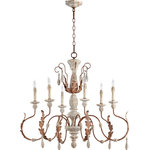 QUORUM INTERNATIONAL - QUORUM 6152-6-56 La Maison 6-Light Chandelier, Manchester Grey with Rust Accents - QUORUM INTERNATIONAL 6152-6-56 La Maison 6-Light Chandelier, Manchester Grey w/ Rust AccentsSeries: La MaisonProduct Style: TraditionalFinish: Manchester Grey w/ Rust AccentsDimension(in): 30.5(H) x 35.5(W)Bulb: (6)60W Candelabra Base(Not Included)UL Type: Dry