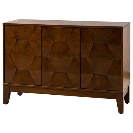 45" 3 Doors Storage, Wide Sideboard Cabinet, Walnut