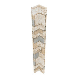 142-CT1-BRIGHTON WIDE STACKED STONE INSIDE CORNER - 48"H X 3 &frac12;" W X 1 &frac12;"D - Wall Panels