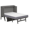 Northampton Solid Wood Frame Full Size Murphy Bed Desk with Mattress in Gray
