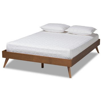 Baxton Studio Lissette Mid-Century Wood Full Platform Bed in Walnut Brown