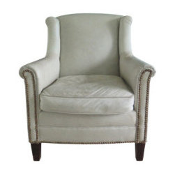 Ralph Lauren Light Gray Leather Arm Chair - Products