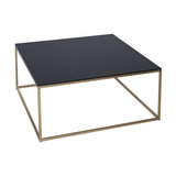 Kensal Black Square Coffee Table, Brass Base