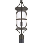Progress Lighting - Morrison Collection 1-Light Post Lantern, Antique Bronze - The Morrison Collection post lantern blends delicate geometric patterns with lasting durability in a modern form. Intricate die cast aluminum construction is paired with clear glass and an Antique Bronze finish.