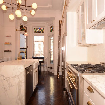 Calacatta Gold Marble & White Cabinets