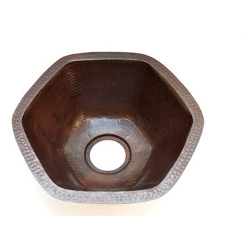 Hexagonal Bar Copper Sink Undermount Or Drop In, With Matching Solid Copper Drai