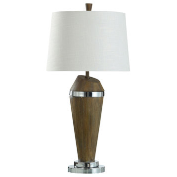 StyleCraft Mid Century Modern Table Lamp With Brushed Steel Finish L332272DS