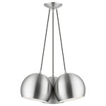 Livex Lighting - Livex Lighting 3 Light Polished Aluminum Globe Pendant - The clean and crisp Piedmont 3-light cluster pendant makes a contemporary statement with the smooth curve of its brushed aluminum shades. A gleaming shiny white finish on the interior of the metal shades brings a refined touch of style. Polished chrome finish accents complete the look.