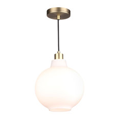 Sula Brass and White Glass Pendant Light