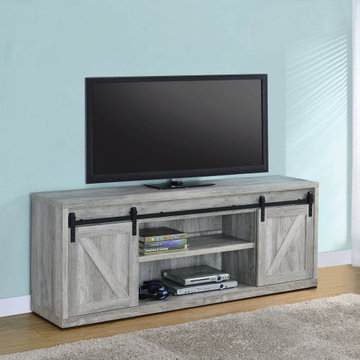 3 Shelf Sliding Doors TV Console by Coaster (Grey Driftwood)