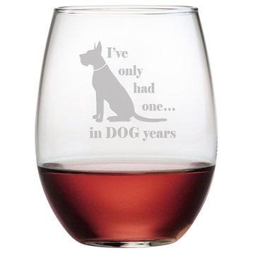 "in Dog Years" Stemless Wine Glasses, Set of 4