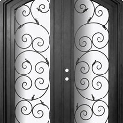 Orvieto 72x96  Arch Top Forged Iron Double Door 14 Gauge Steel - Front Doors