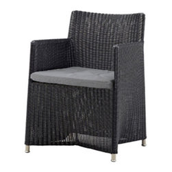 Diamond Dining Chair Weave Graphite Frame with Grey Tex Cushion - Outdoor Dining Chairs