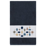 Linum Home Textiles - Khloe Embellished Bath Towel - The KHLOE Embellished Towel Collection features a mod geometric grid embroidery on a woven textured border.